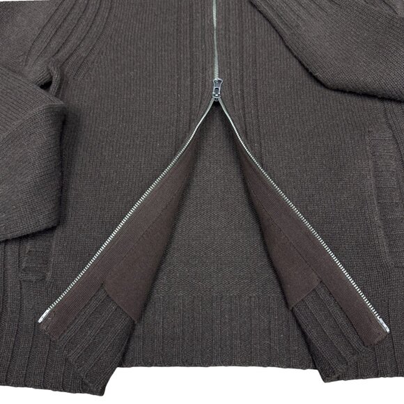 EUC Men's EXPRESS 100% Lambs Wool Full 2-Way Zip Sweater Brown | Size‎ Small - Picture 5 of 11